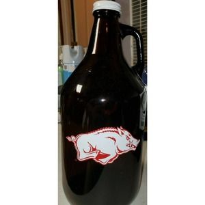 NEW NCAA Arkansas Razorbacks Glass Jug 64oz. Bank Very Cool!
